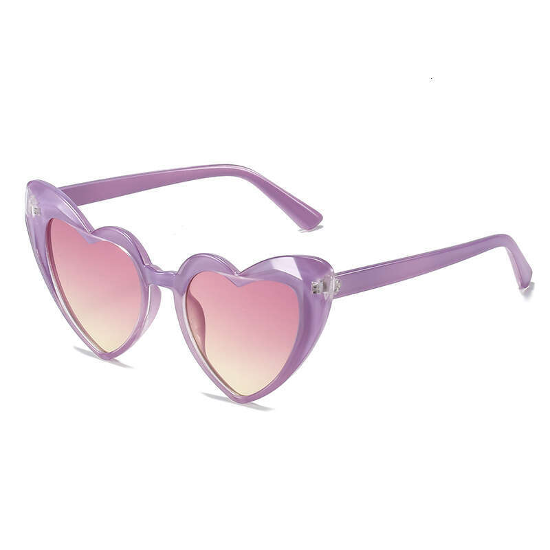 Fashionable Cut Surface for Women Candy Color Heart Shape Unique Trendy Sunglasses Glasses