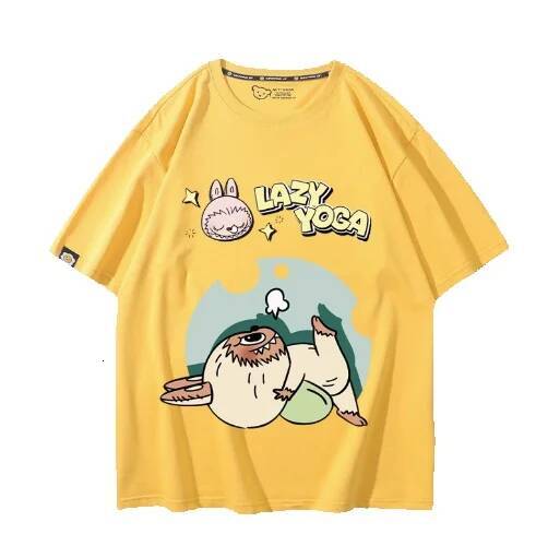 Dongdumaoyi Labubu Peripheral Short Sleeved Men And Women 2024 New Summer Pure Cotton Cute Versatile Casual T-Shirt Clothes Jackets