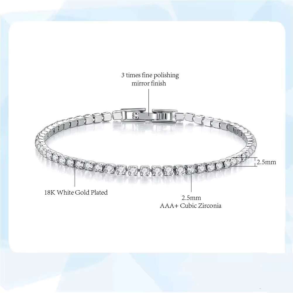 Wholesale Mens Luxury Sliver Rose Gold Plated 2.5MM 3MM 4MM 5MM Iced Out Cubic Zirconia CZ Diamond Tennis Bracelet for Women Men