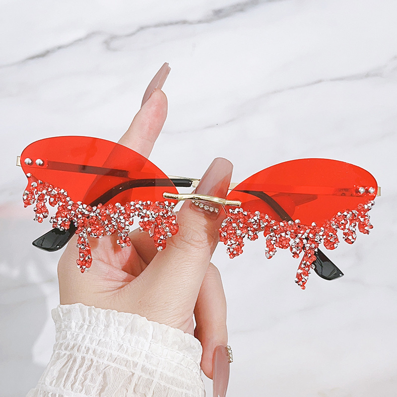 Designer sunglasses New Angel Tears Handmade Diamond Sunglasses Funny Photography Creativity Frameless Edge Cut Sunglasses
