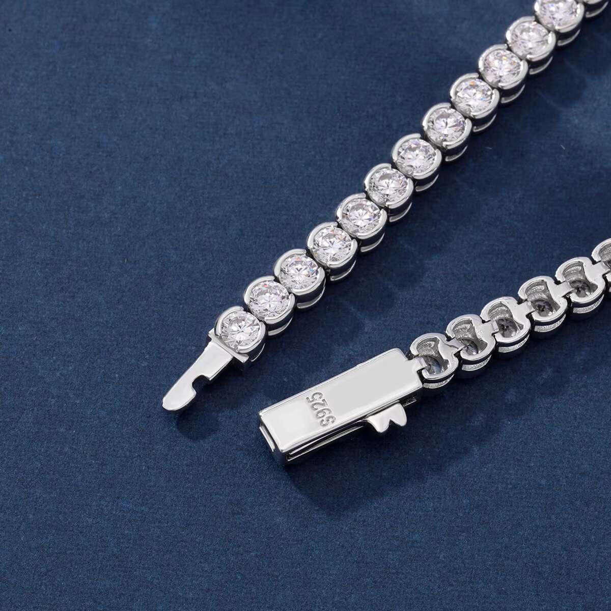 Premium Genuine Moissanite Stones Set in a Durable 925 Silver Band Classic Tennis Chain Necklace