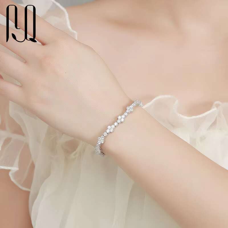 PYQ 925 Sterling Silver Diamond Tennis Bracelet 3mm Hip Hop Style VVS Moissanite Cross Bracelet Wholesale Price