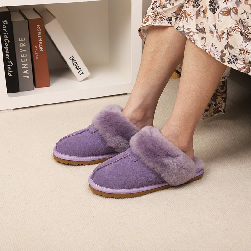 2025 Hot new free shipping designer slippers for womens flat sandals pink purple grey brown Winter new indoor plush thickened home warming flat bottom