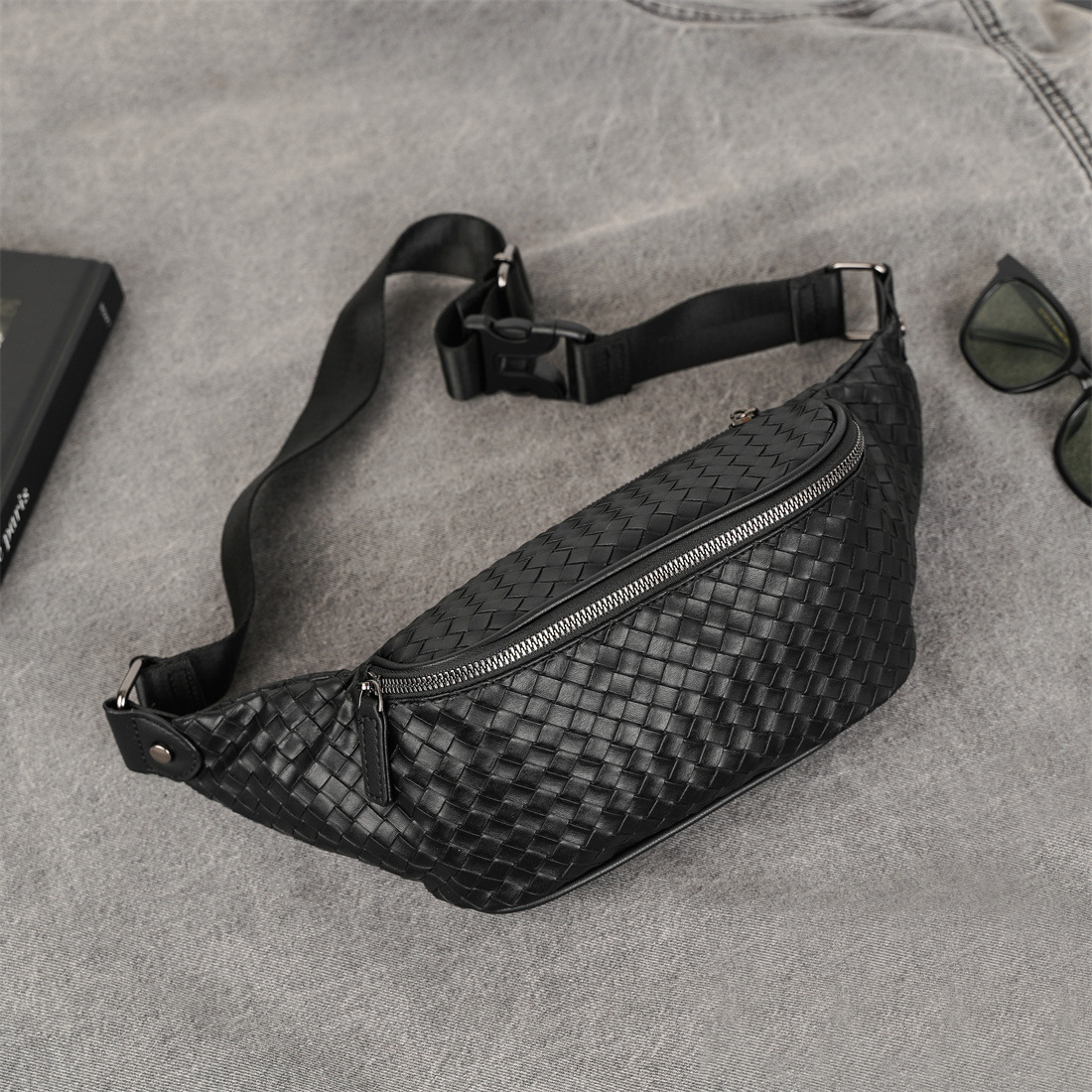 new Free shipping designer cross body for Men Fashionable small chest bag hand woven versatile small waist bag simple back shoulder bag