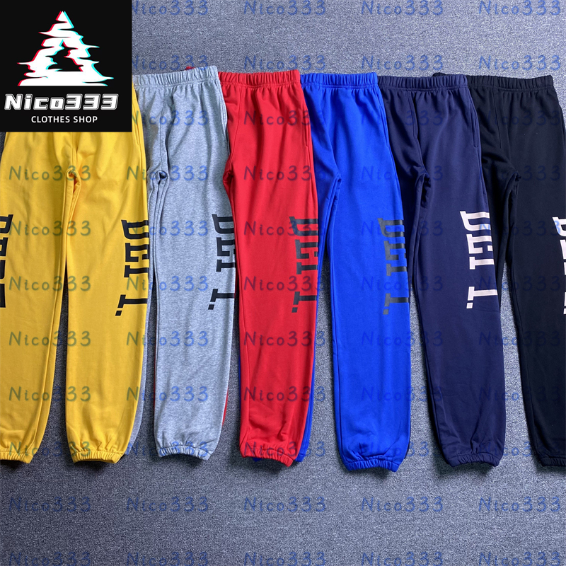 GA Dept Embossed rubber letters drawstring cotton black blue gray yellow loose versatile men and women straight leg drawstring casual pants