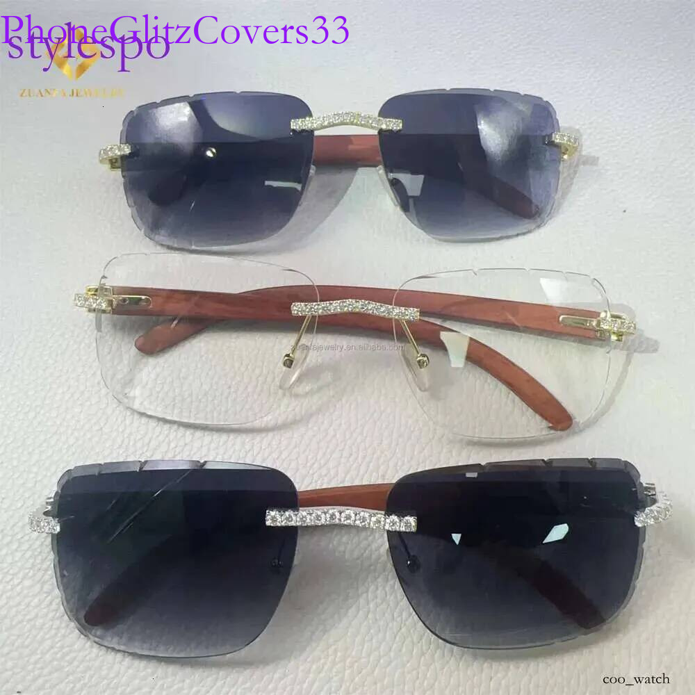 Buss Down Fashion Style White Rose Yellow Gold Plated Glasses VVS Moissanite Dia Iced Out Hip Hop Man Sunglasses