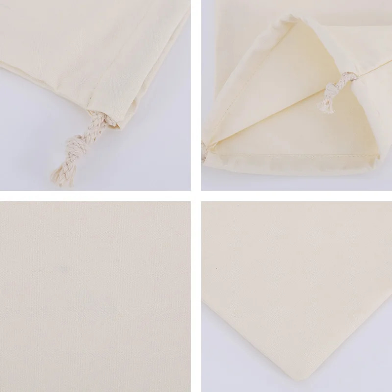 Cotton Drawstring Storage Bag White Canvas Bags for Candy Gift Package Pouch Reusable Home Sundries Organize Dustproof Sacks 250612