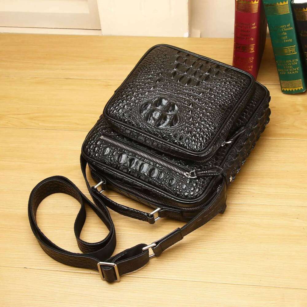 Cow Genuine Male's Crossbody Alligator Business Leather Men's Messenger Bag Vintage Men Shoulder Handbags