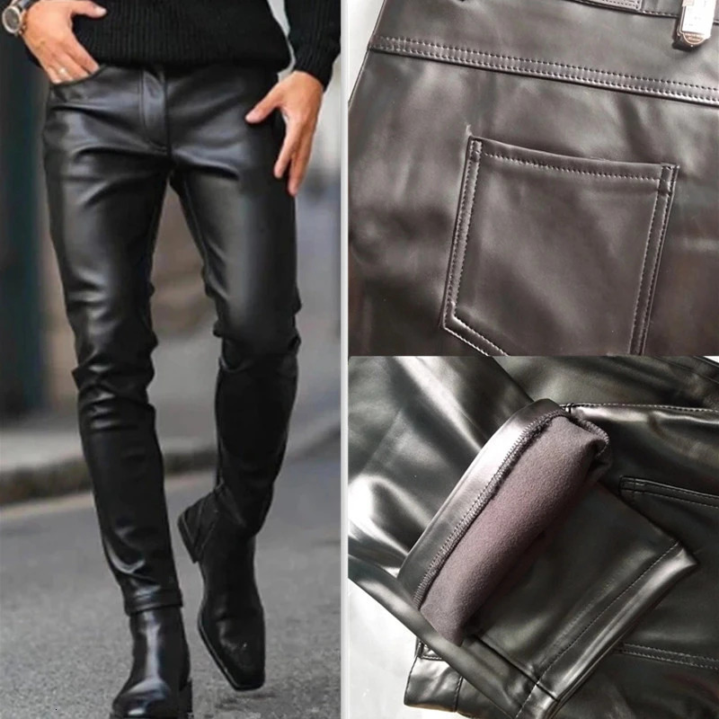 Drop Leather Pants For Men Elastic Fashion PU Trousers Streetwear 2023 Spring Autumn Motorcycle 250614