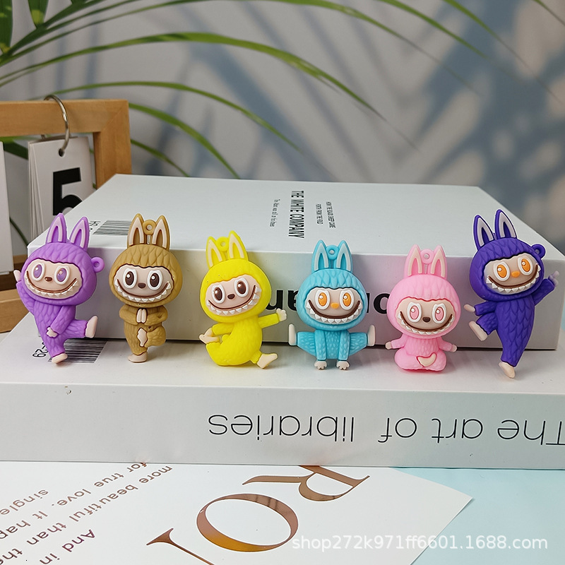 New Yoga Labubu Keychain Blind Designer Keychain Box Blind Bag 3D Plush Toy Cross-border Free Delivery Labubu Little Sheep Backpack Pendant