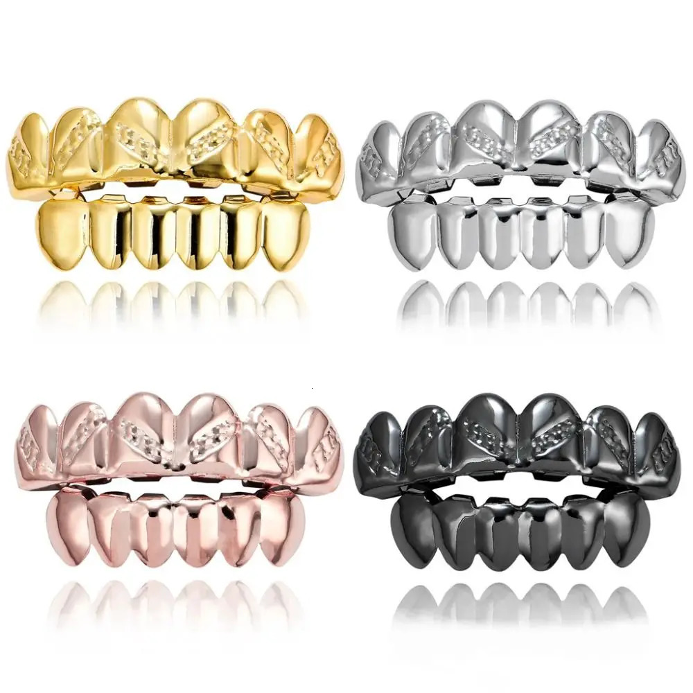Cosplay Party Gold Silver Hip Hop Teeth Top Bottom Mouth Metal Plated Dental Braces Jewelry Halloween 250613