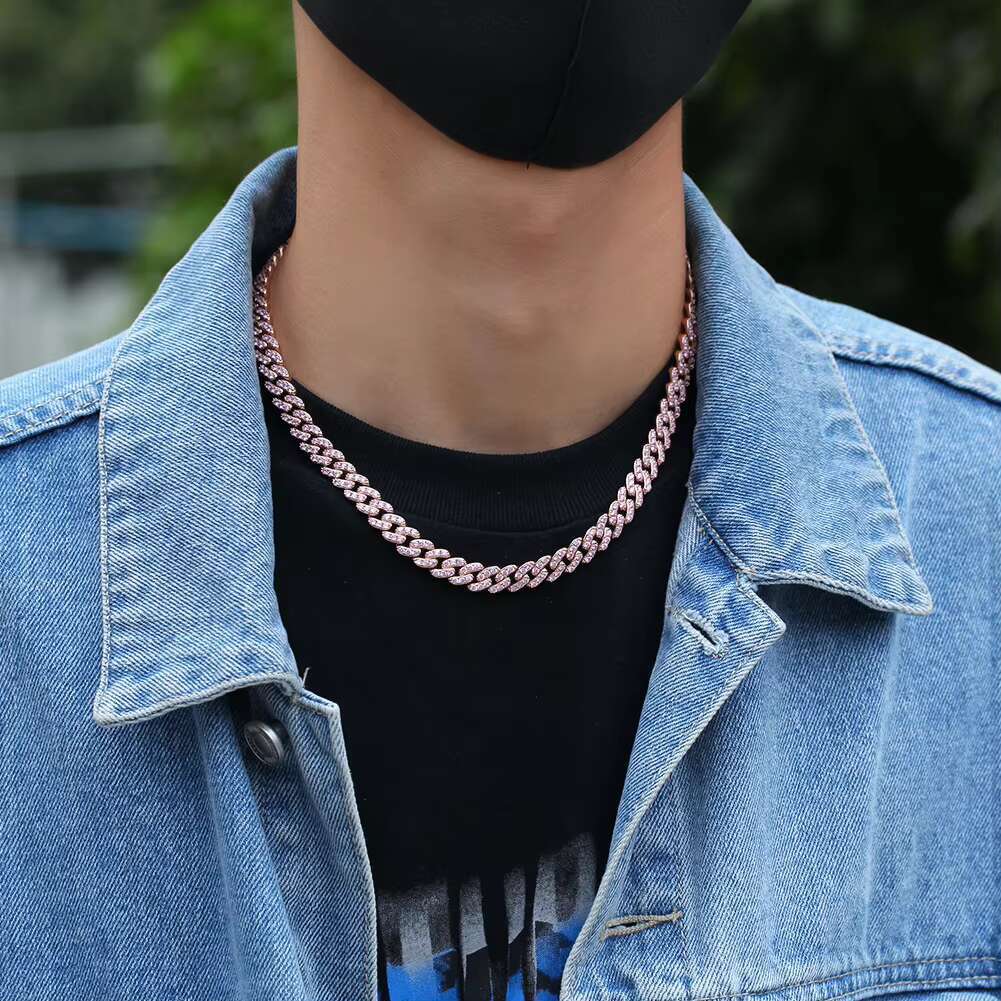 Hip Hop Moissanite Cuban Chain Gold Cuban Link Chain Rose Gold Cuban Chain for Men