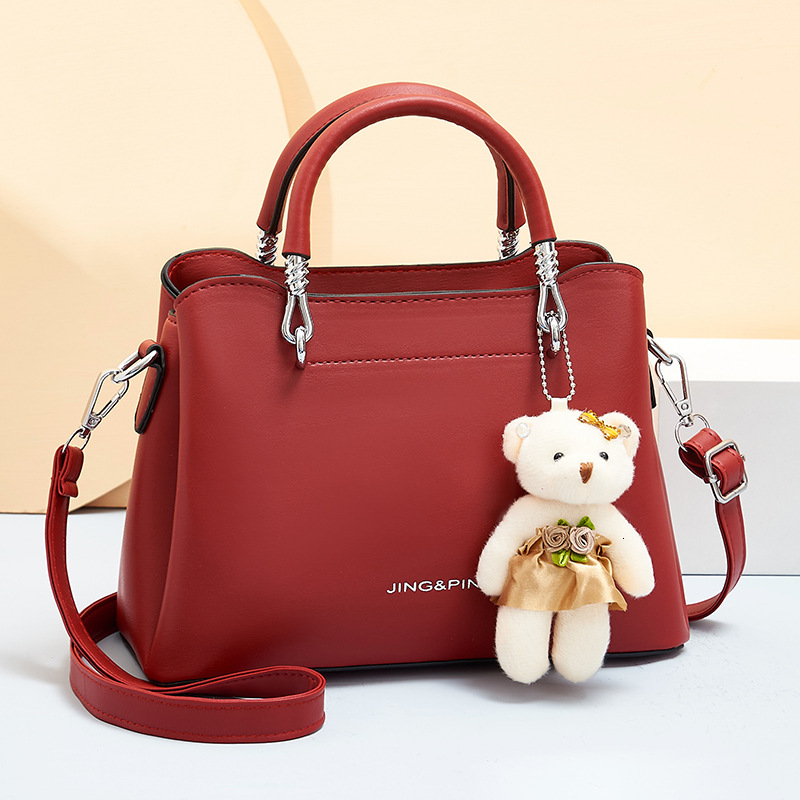 Free Shipping 2025 New Designer Bag Fashionable And High-quality Shopping Bag High-end Large Capacity Soft Leather Multi-layer Bear Pendant Women'