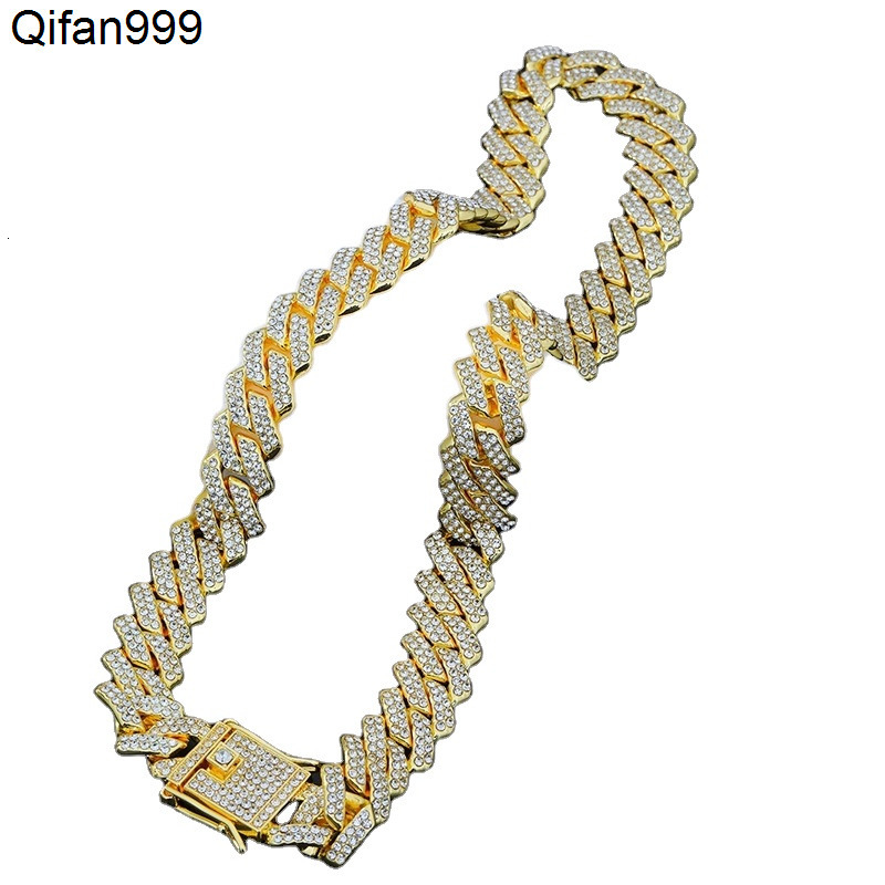 European and American Latest Design Gold Plated Hip Hop Cuban Chain Accessory Diamond Flip Cuban Chain Necklace and Bracelet
