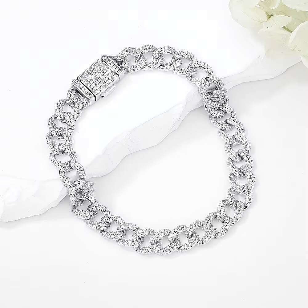 Hot Sale Wholesale High Quality Mens Cuban Chain Trend Hip Hop Style Sterling Silver 925 Cuban Chain Fashion Bracelet Jewelry