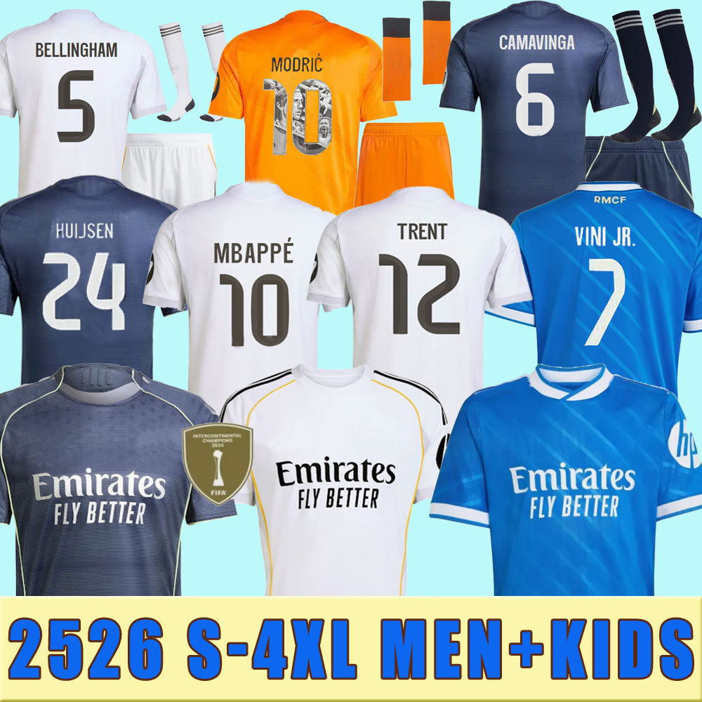 2025 2026 S-4XL Soccer jersey MBAPPE VINI JR BELLINGHAM REAL TRENT CINGA TCHOUAMENI VAERDE ASENSIO MODRIC football shirt men kids kits 2024 2025 uniform