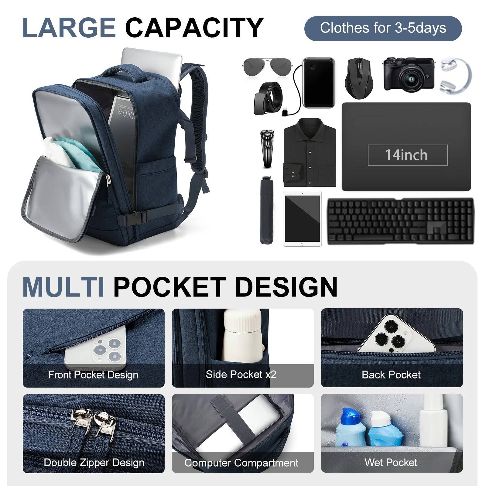 DHGM DHGM Travel Short Distance Airplane Ryanair Cabin 40x20x25 Backpack Women Men leisure School Laptop Bag Carry on Lage