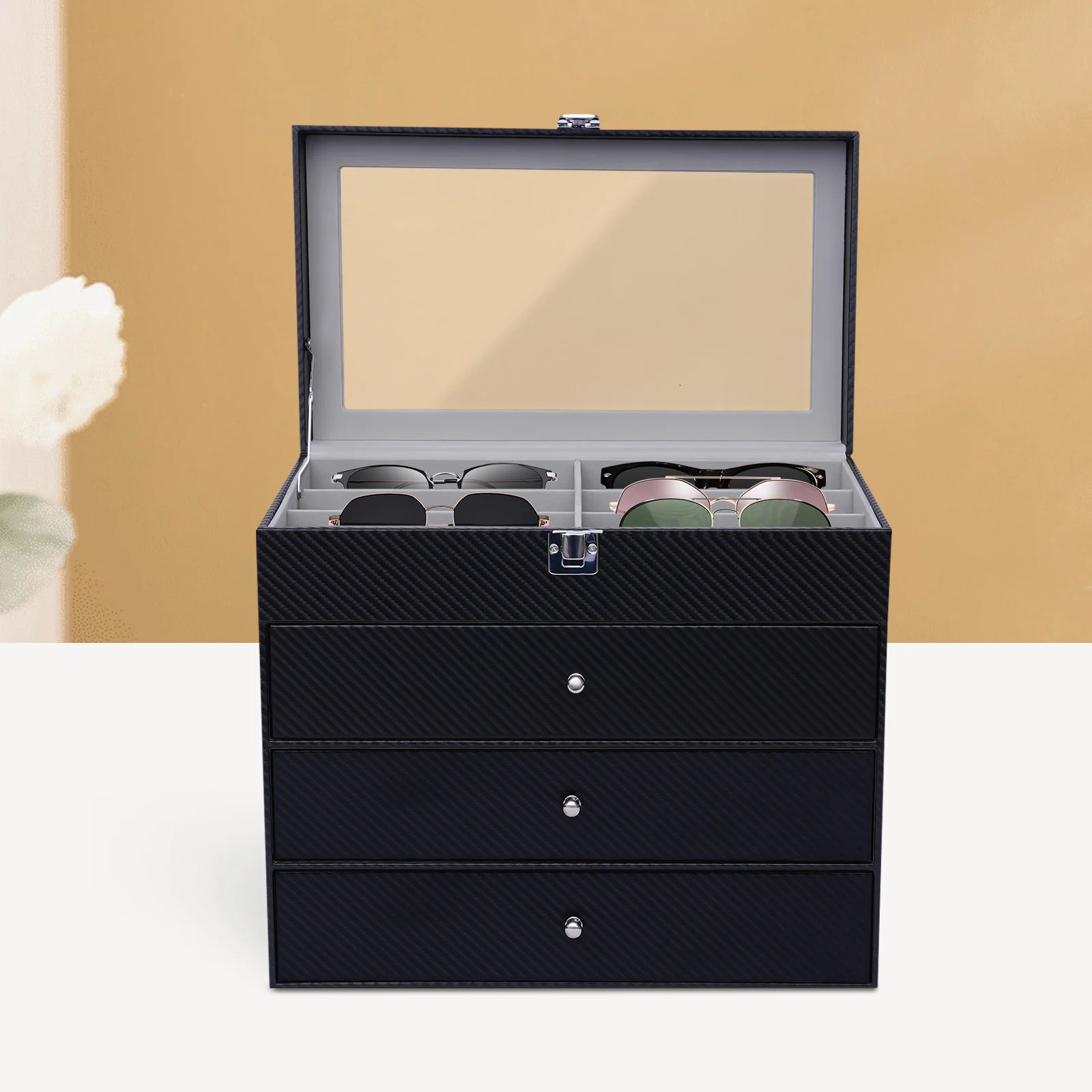 4 Layer Sunglass Organize Box4 Layer 24 Slots Multiple Glasses Organizer Eyeglass Sunglass Storage Box DisplayBlack 250617