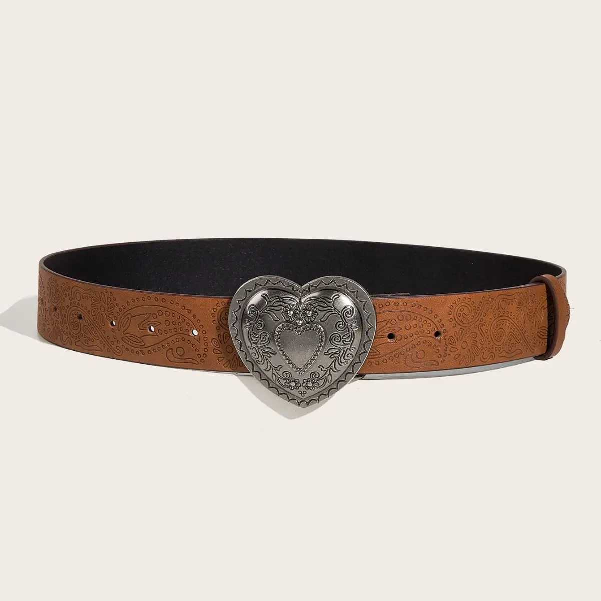 Fashion Designer Belts For Women High Quality Luxury Y2K Brown Pattern Print Unisex Men Jeans Belt Heart Buckle Waistband XJ250620