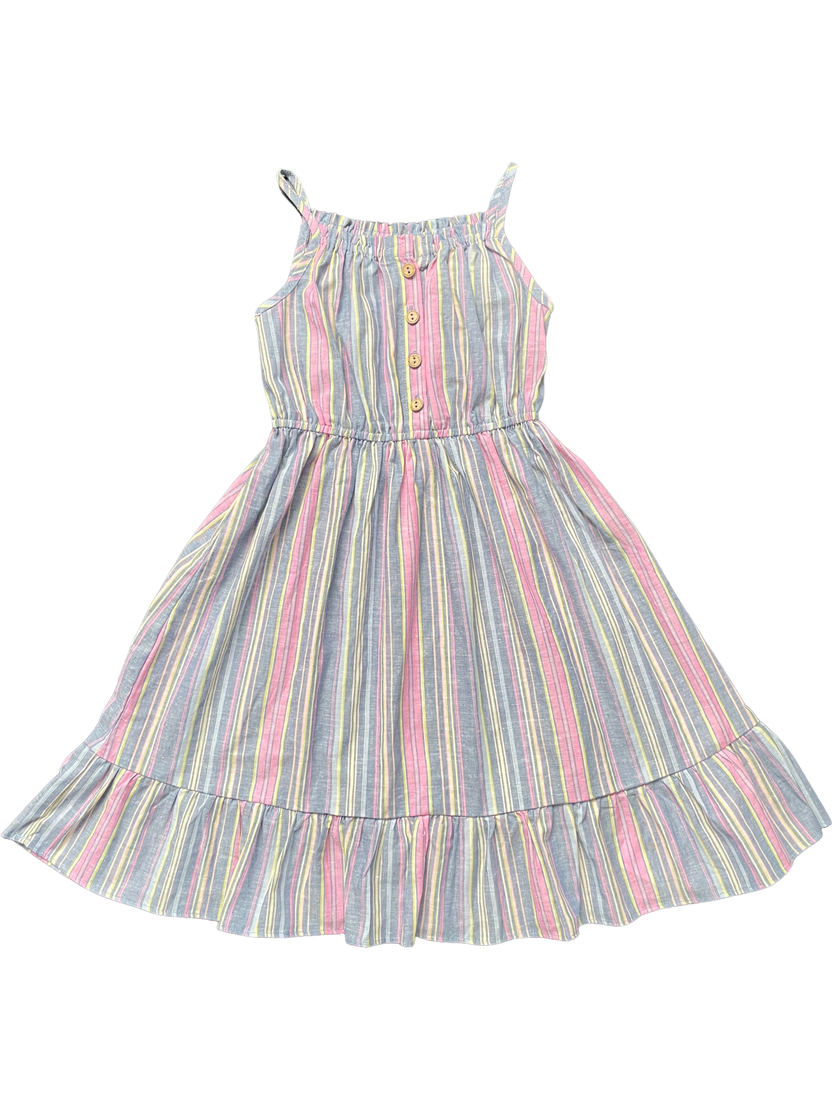 Girls' yarn dyed striped camisole dress Sweat absorbing and breathable daily dress