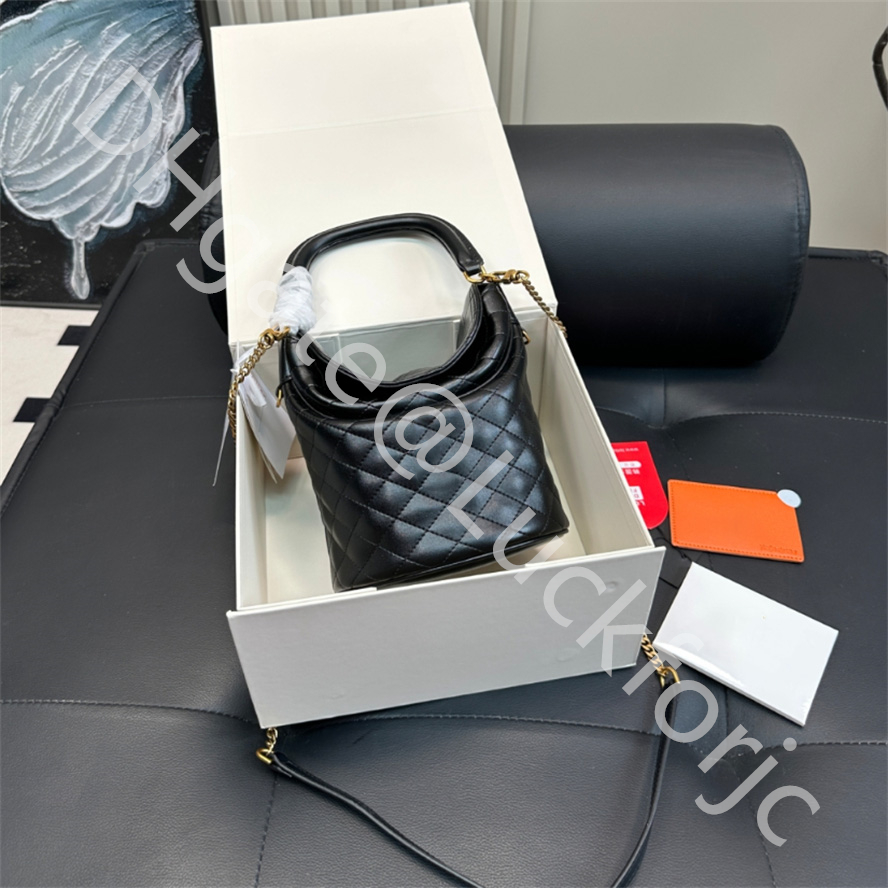 Fahsion Designer Gaby Mini Bucket Bag Lambskin Smooth Leather Gold Hardware Shoulder Bag Cosmetic Bags Size 15x12cm