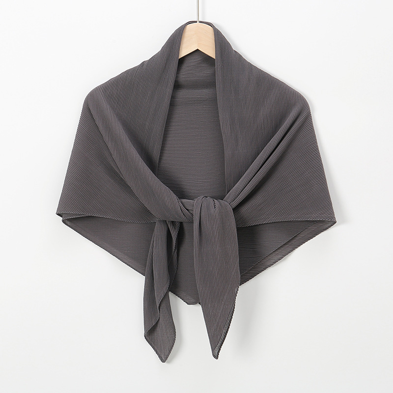 K1081 New chiffon wrinkled 100 large square scarf solid color fashion pleated shawl head wrap multi-purpose gauze scarf