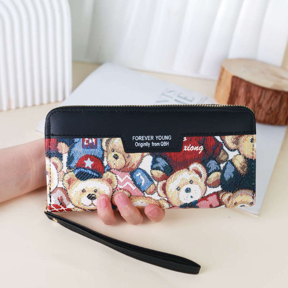 New Women's Long Wallet Korean Version Cartoon Bear Cute Large Capacity Handheld Coin Purse Card Holder