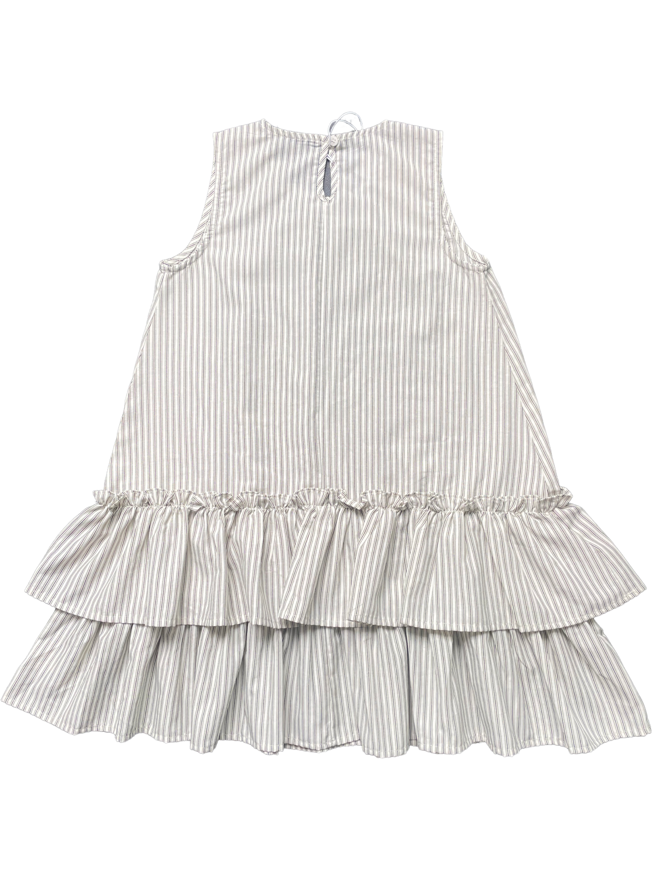 Girls' yarn dyed striped vest dress casual dress ruffle edge dress New girls' dress
