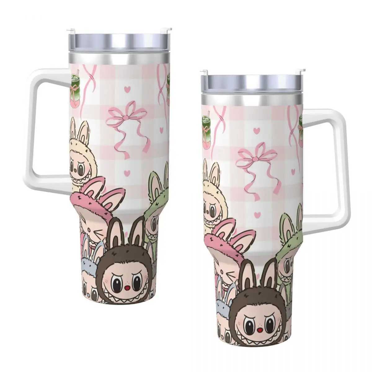 Stainless Steel Tumbler Labubu Cartoon Car Mugs With Straws Travel Water Bottle Heat Preservation Large Capacity Thermal Cups T250620