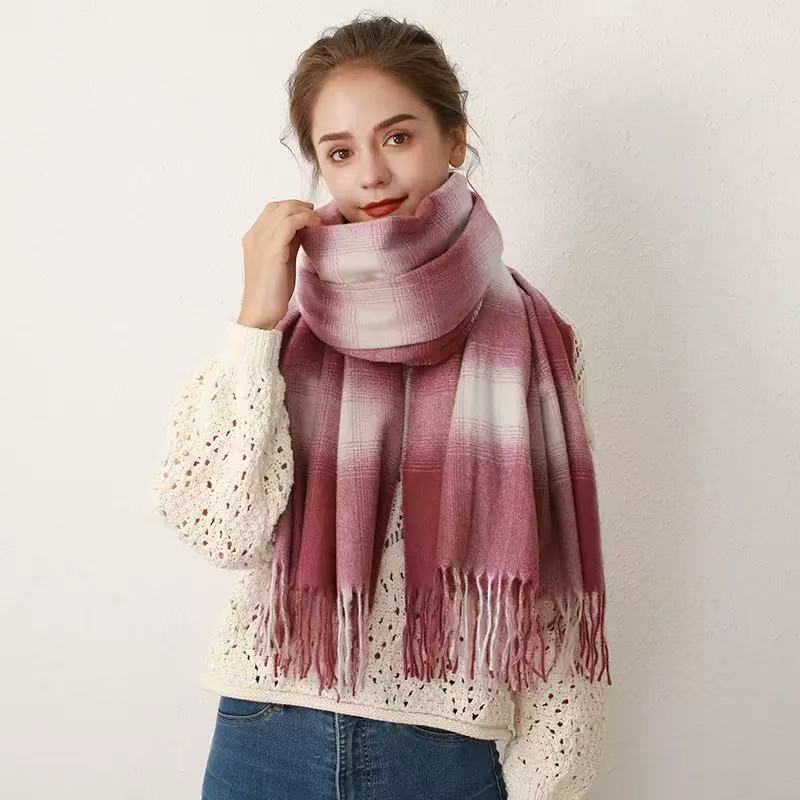 T1014 scarf European and American cashmere plaid scarf female autumn and winter new Japanese and Korean all-match shawl neck scarf