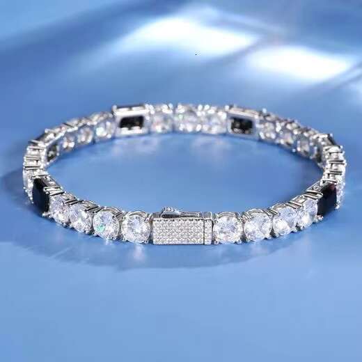 Luxury 6mm Black Moissanite Tennis Bracelet with Iced Out Diamond Gold Plated Unique Quality Valentine Special Gift