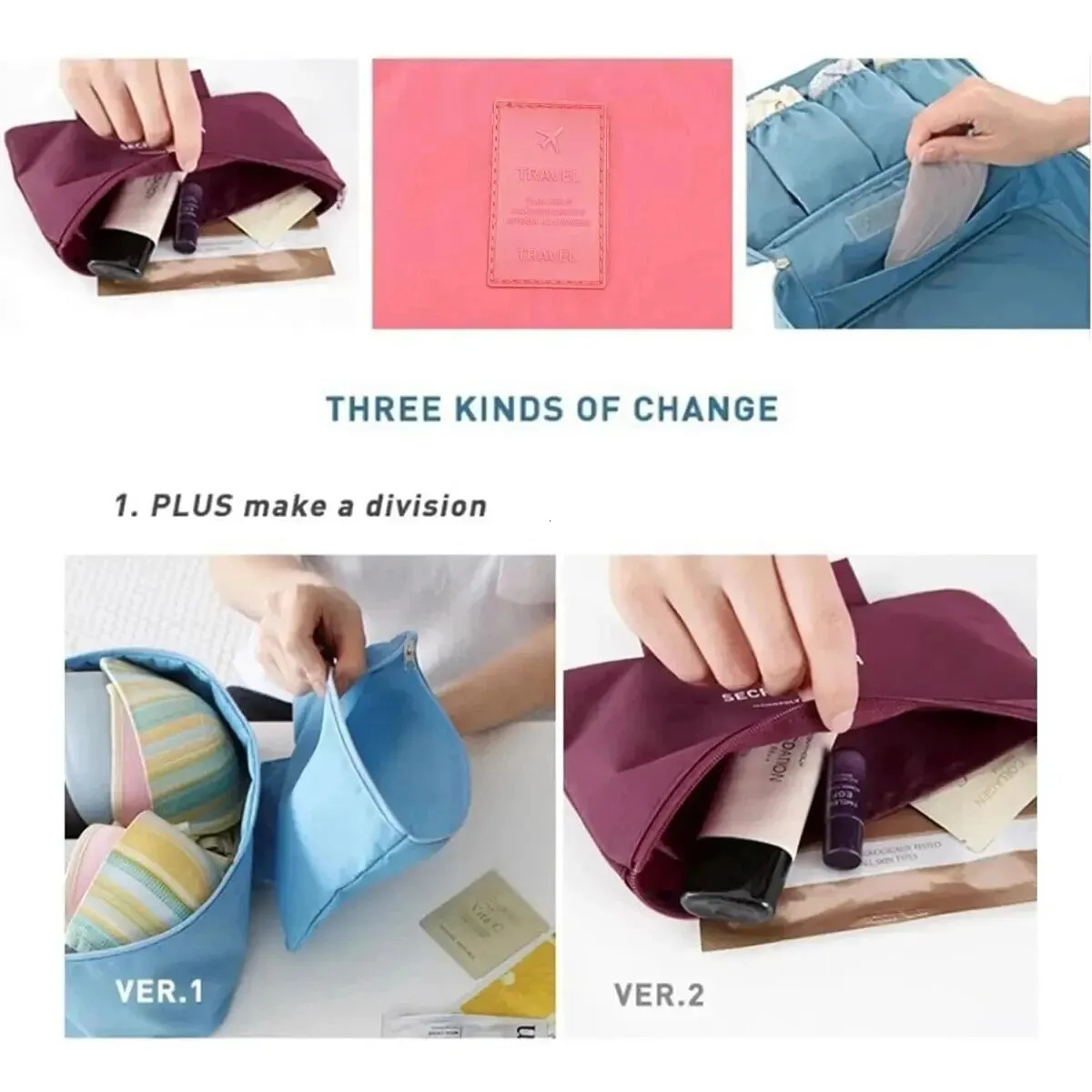 Portable Travel Storage Bag Multifunction Bra Underwear Organizer Bags Toiletry Cosmetic Case for Outdoor 250612
