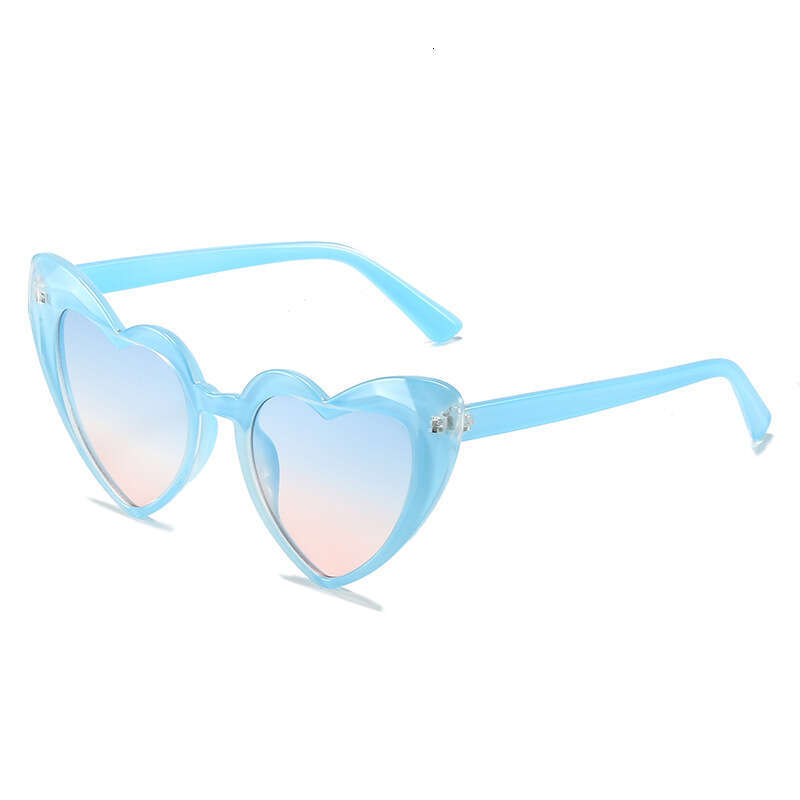 Fashionable Cut Surface for Women Candy Color Heart Shape Unique Trendy Sunglasses Glasses