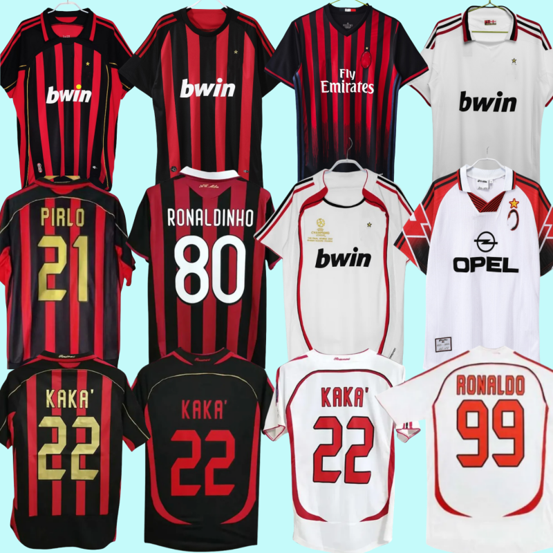 Retro Soccer Jerseys AC Kaka Milan Ronaldinho 95 96 97 van Basten 01 02 03 12 14 15 Classic 06 07 08