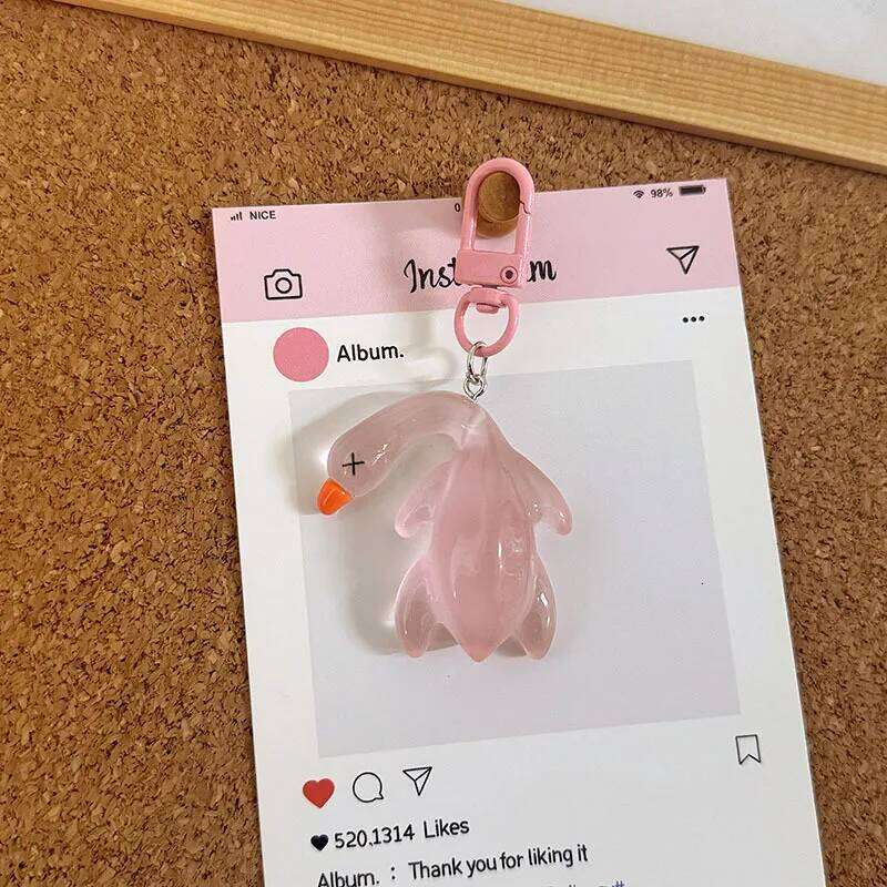 Glow In The Dark Keychain Transparent Roast Duck Bag Hanging Pendants Fluorescence Keyring Key Chain Best Friend Gifts Good quality
