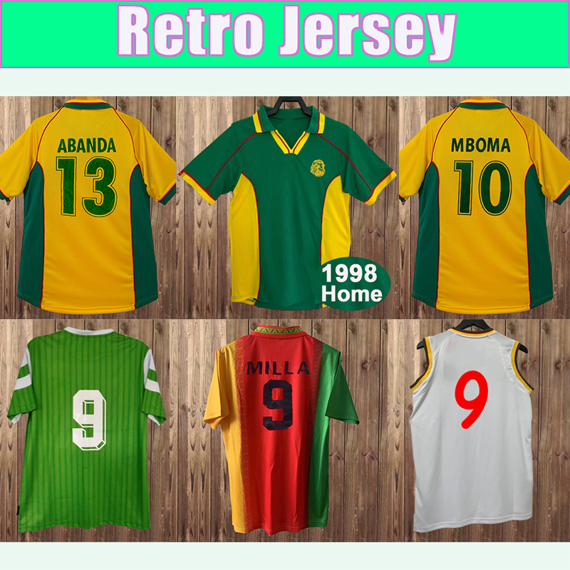 1998 2002 Cameroon Retro Mens Soccer Jersey WOME MBOMA ETO O MILLA EKEME MOUYEME Home away Vintage Football Shirt Short Sleeve Uniforms