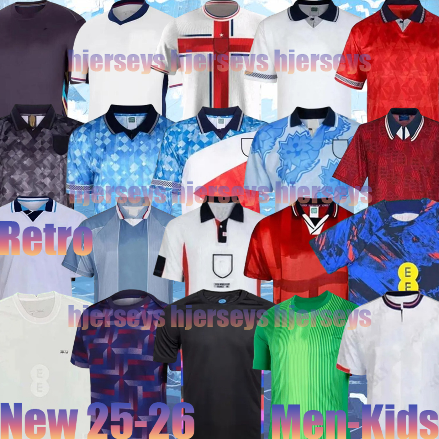 25 26 England football shirt Retro 82 94 96 89 90 GASCOIGNE Soccer Jersey BELLINGHAM RASHFORD KANE SAKA RICE FODEN National Team Home White Away Tracksuit Mens Kids Kit