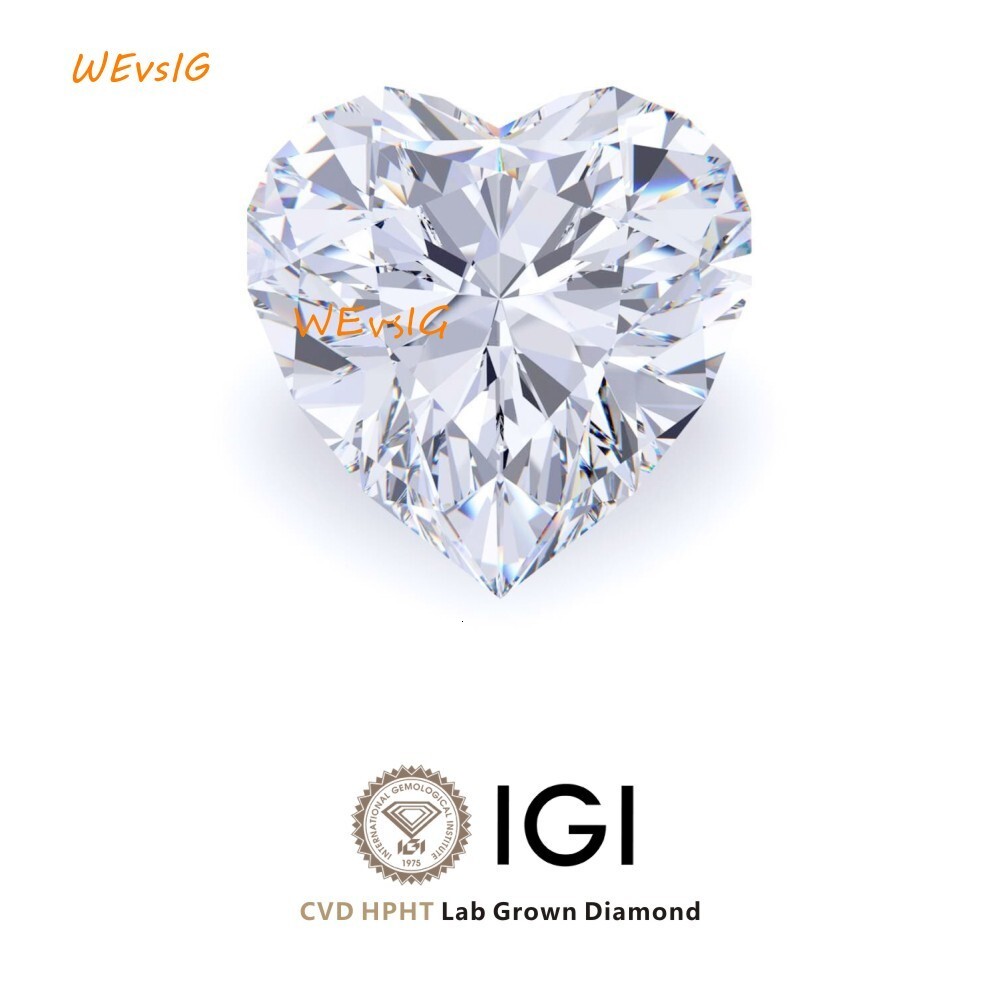 Igi Certified Diamond Lab Grown D VVS Heart Shape Excellent Cut Loose Lab Grown Diamonds