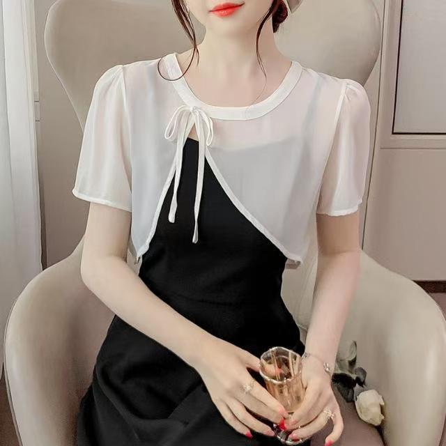 K1085 Small shawl women's outer wear summer with skirt thin 2025 new fashion chiffon short French suspender skirt cover