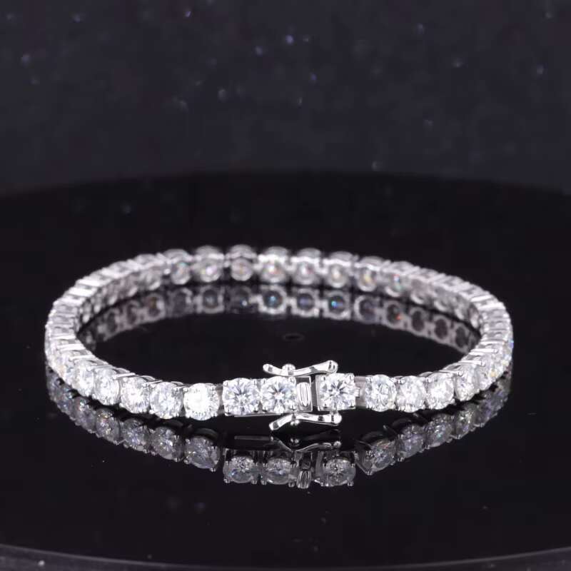 Starsgem Tennis Chain Round Shape 3mm 4mm Lab Grown Diamond CVD HPHT 14k Solid Gold Tennis Bracelet
