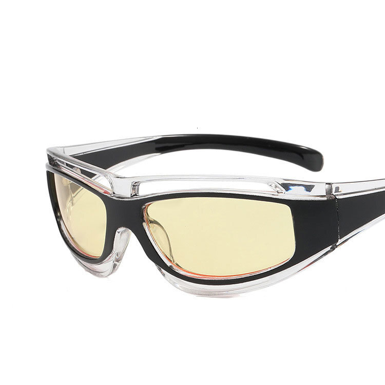Kanye's identical sunglasses Luxury Y2K Cyber Future Tech Cat-Eye Concave Frame Unisex Sunglasses UV400 Polarized with Neon Holographic Finish In