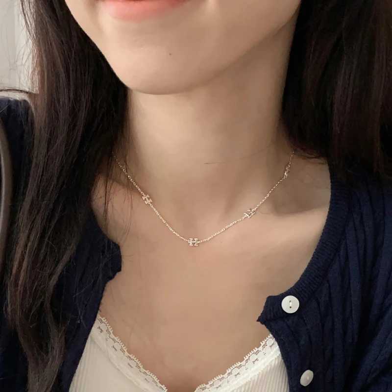 New 925 Sterling Silver Choker Alphabet Necklace For Women O-Chain Initial Letter H Pendant Clavicle Necklaces Girl Fine Jewelry XJ250620