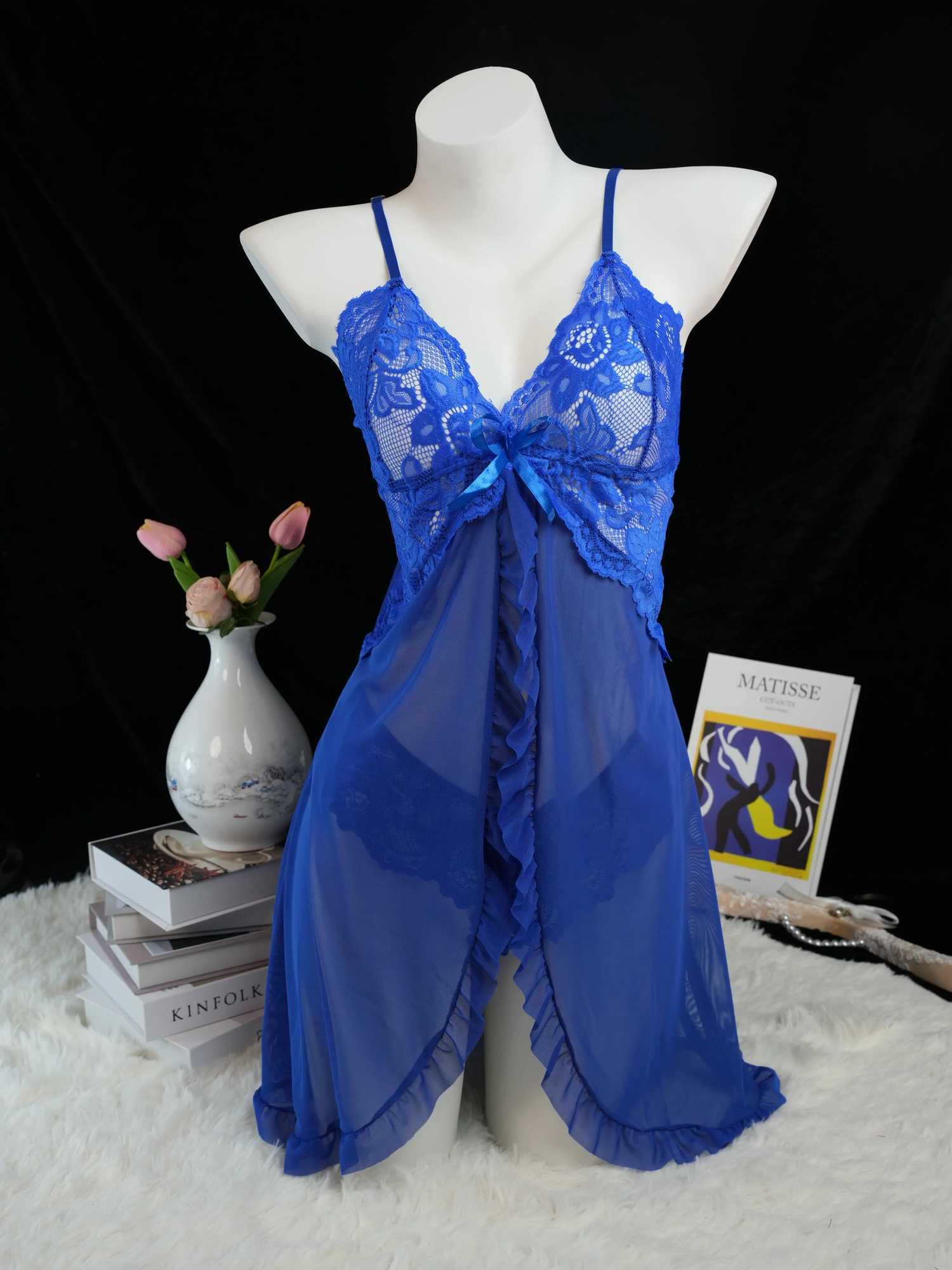 Transparent Red Sexy Lingerie Womens Underwear See Through Sleepwear Lace Nightdress And Panty Pajama Sets Female Sexy Nighty W250620