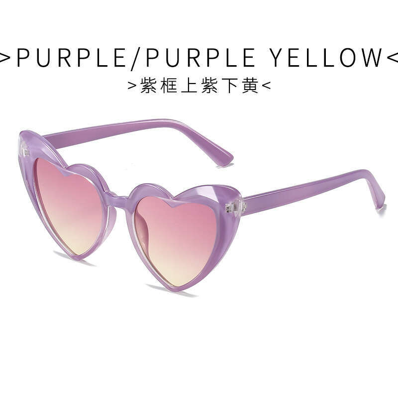 Fashionable Cut Surface for Women Candy Color Heart Shape Unique Trendy Sunglasses Glasses