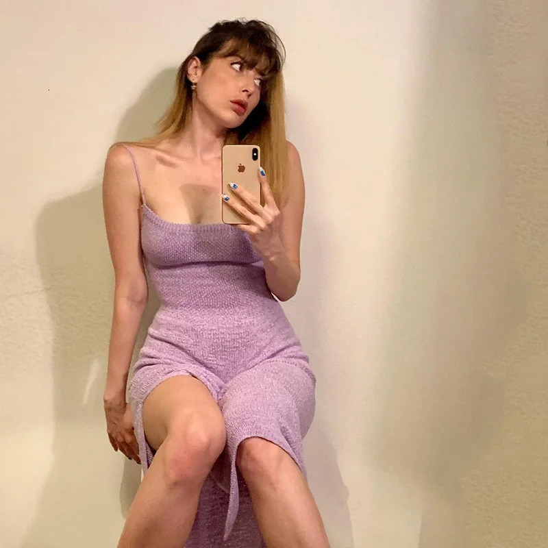 Sexy Backless Lace Up Knitted Maxi Dress Chic Women Elegant Lady High Split Long Dress Holiday Birthday Party Night Clothing 250619