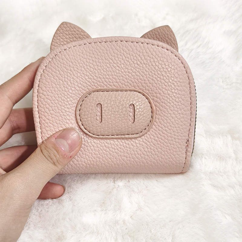 Mini Womens Wallet 2025 New Multi-Card Slot ID Card Holder Cute Cartoon Color-Block Piggy Coin Purse