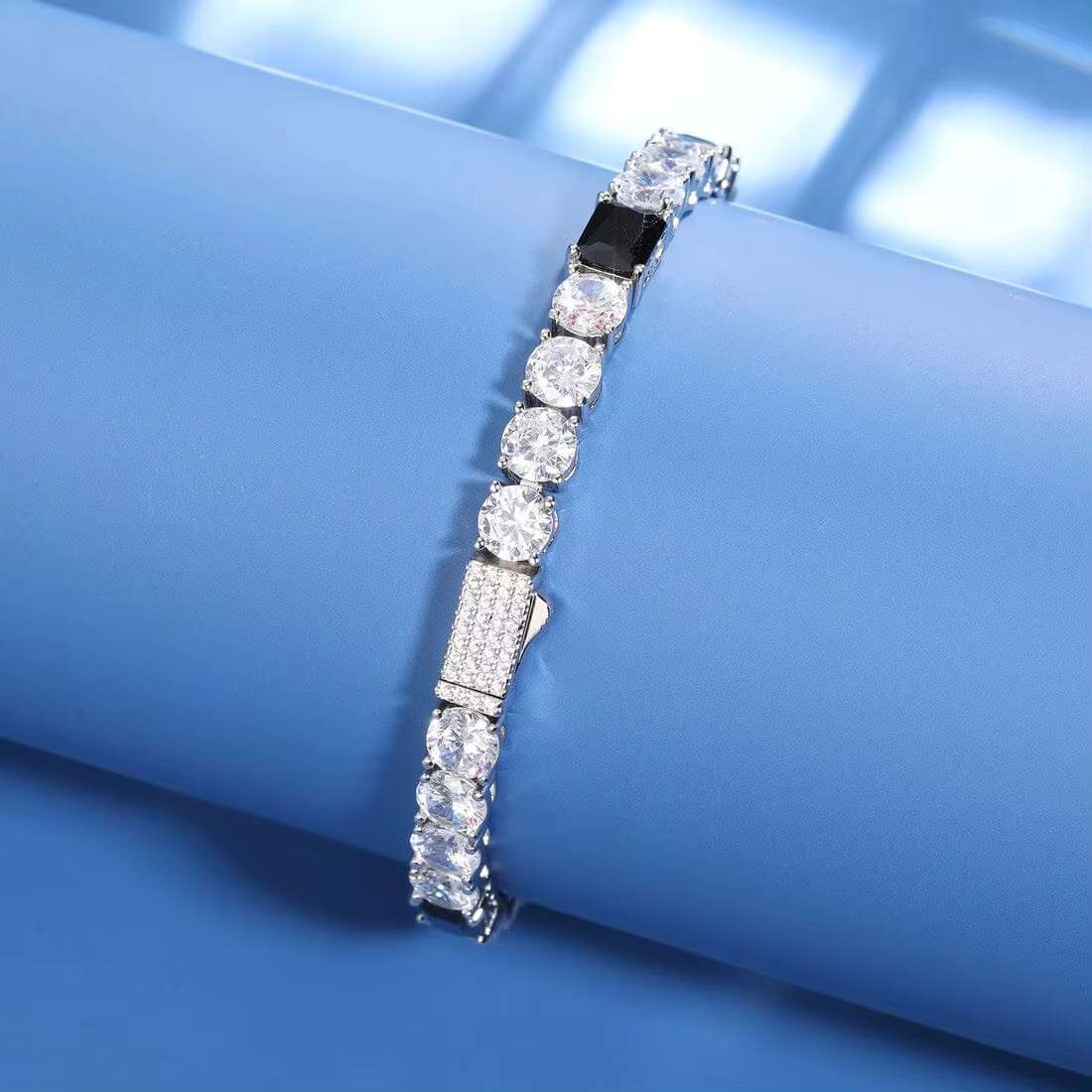 Luxury 6mm Black Moissanite Tennis Bracelet with Iced Out Diamond Gold Plated Unique Quality Valentine Special Gift