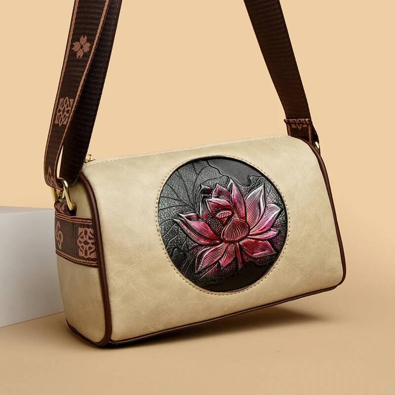 DHGM Casual Handbag Soft Leather Shoulder Crossbody Bags for Women New Fashion Print Ladies Messenger Tote Bag Sac A Main