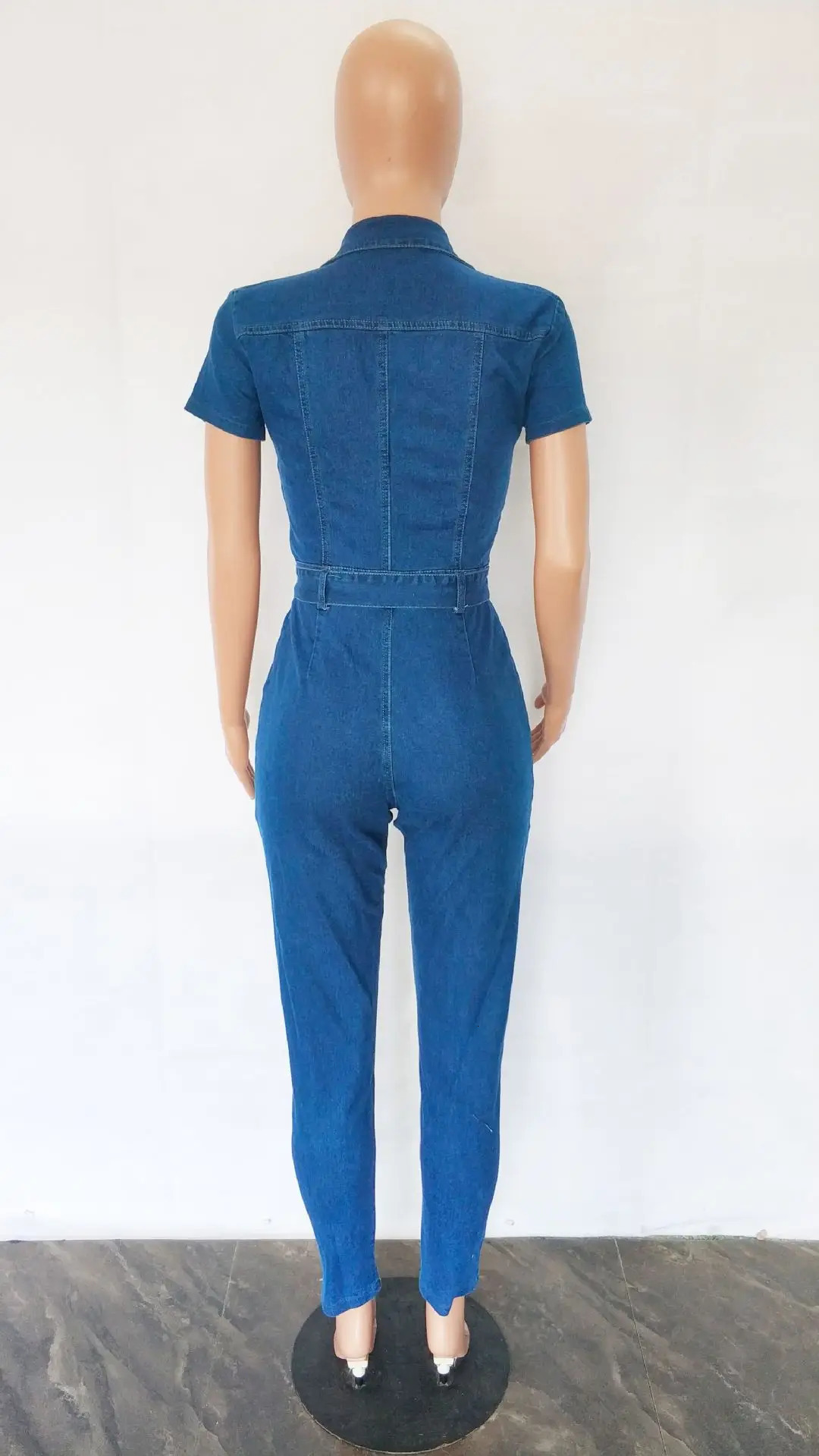 High Street Demin Jumpsuit Sexy Women Turn Down Collar Elegant Jeans Casual Party Overalls Romper 250619
