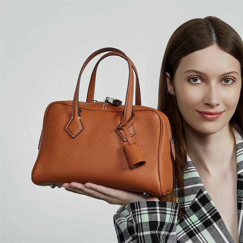 DHGM DHGM Hifashion 100% Genuine Leather Crossbody Shoulder Bags For Women 2025 Trend Designer Top Handle Satchel Boston Ladies Handbags